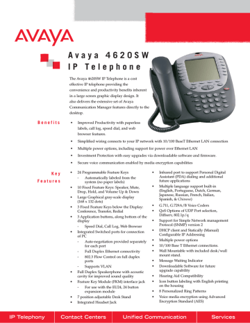 Avaya 4620SW Telephone User manual | Manualzz