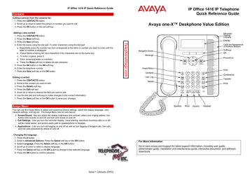 Avaya 1416 IP Phone Quick Reference Guide | Manualzz