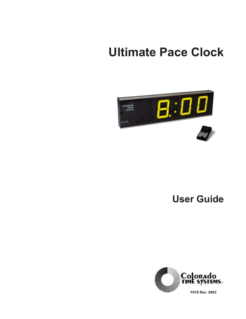 Colorado time systems Ultimate Pace Clock User manual Manualzz