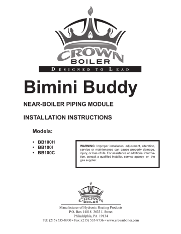 Crown Boiler Bimini Buddy BB100H Installation instructions | Manualzz