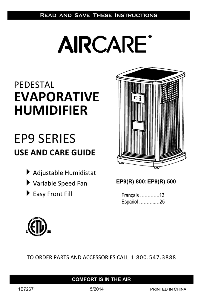 Essick EP9500 Owner's manual | Manualzz