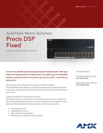 AMX Precis DSP Stereo RCA DVC products Data Sheet | Manualzz