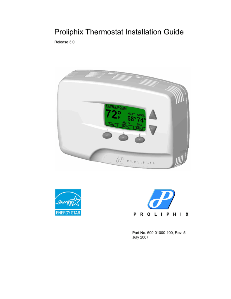 Proliphix Thermostat Installation Guide | Manualzz