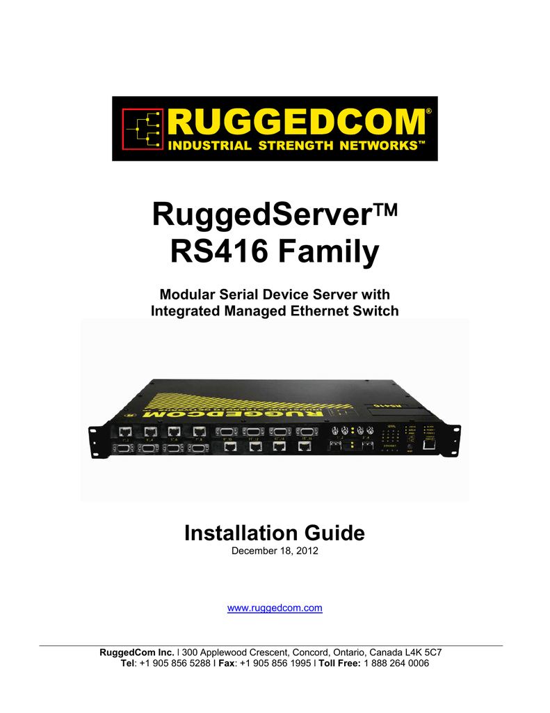 Ruggedcom Ruggedserver Rs416 Installation Manual Manualzz