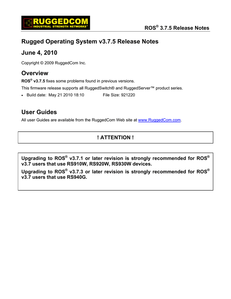 Rugged Operating System V3 7 5 Release Notes Manualzz