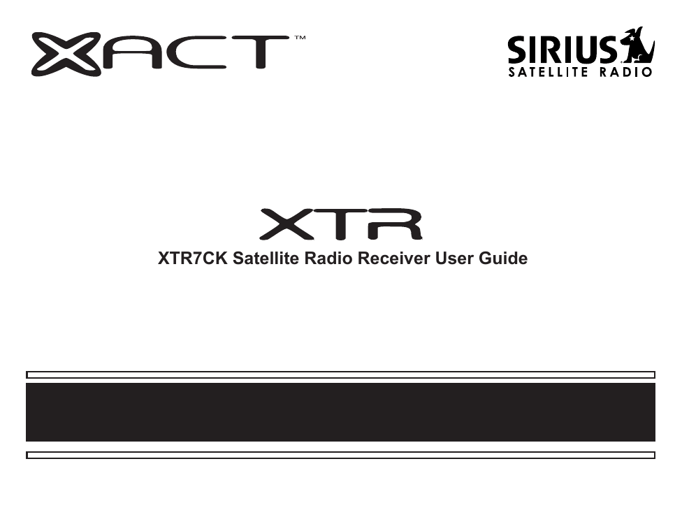 Sirius Satellite Radio Xact XTR7CK User manual Manualzz