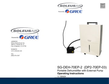 Soleus Air | SG-DEH-70EP-2 | Operating instructions | manual | Manualzz