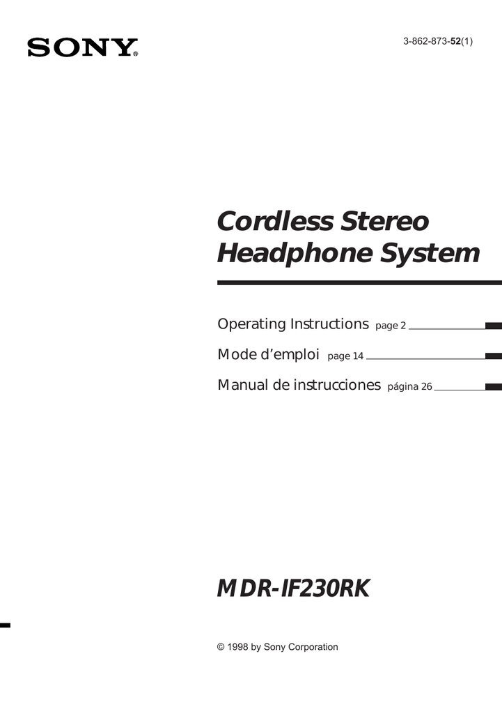 Sony MDR-IF230RK Operating instructions | Manualzz