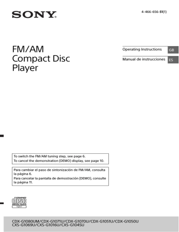 Sony Cdx G1070u Cxs G1016u Cdx G1050u Cdx G1071u Cdx G1051u Operating Instructions Manualzz