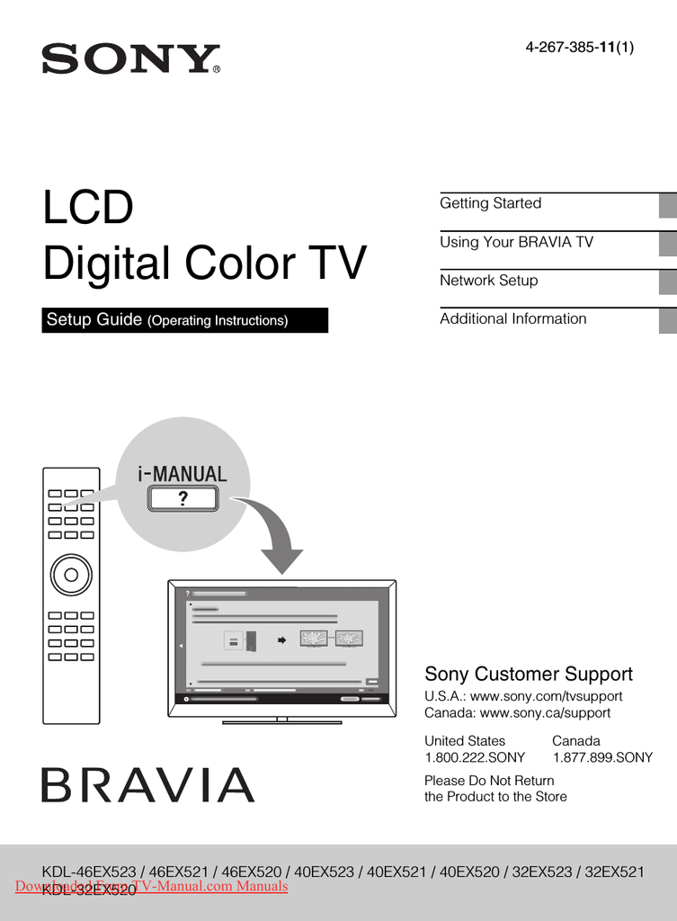 Sony KDL-32EX521 User Guide Manual | Manualzz