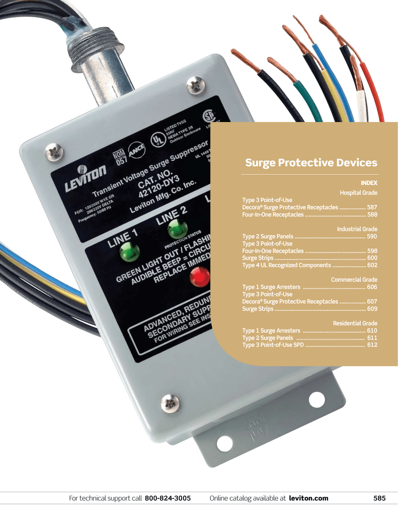 In NEMA 3R Enclosure Leviton 51120-3R 120//240 Volt Panel Protector 4-Mode Protection Light Commercial//Residential Grade