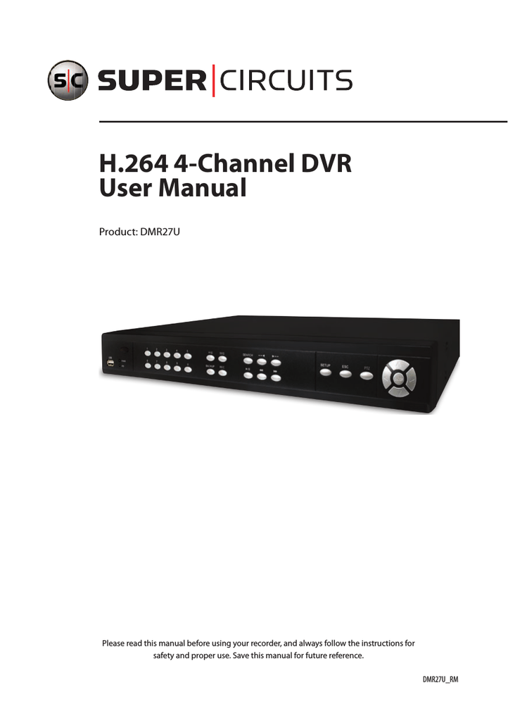 H.264 4Channel DVR User Manual Manualzz