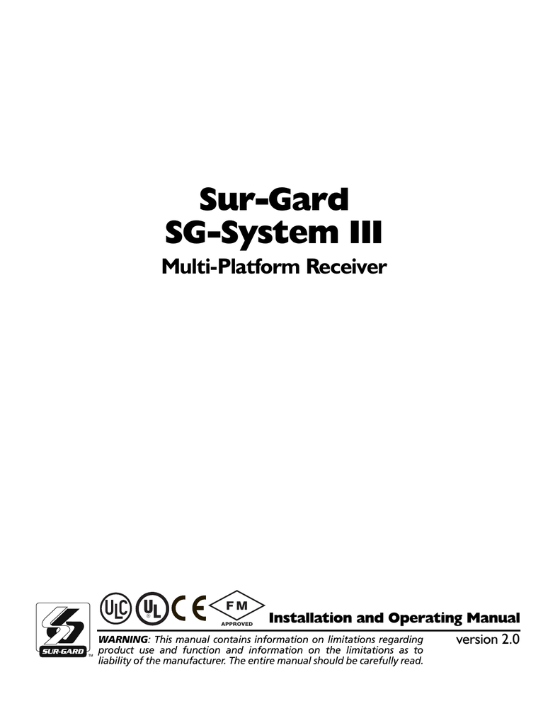 Sur Gard Sg System Iii Manualzz