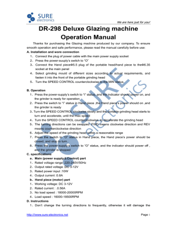 DR-298 Deluxe Glazing machine | Manualzz