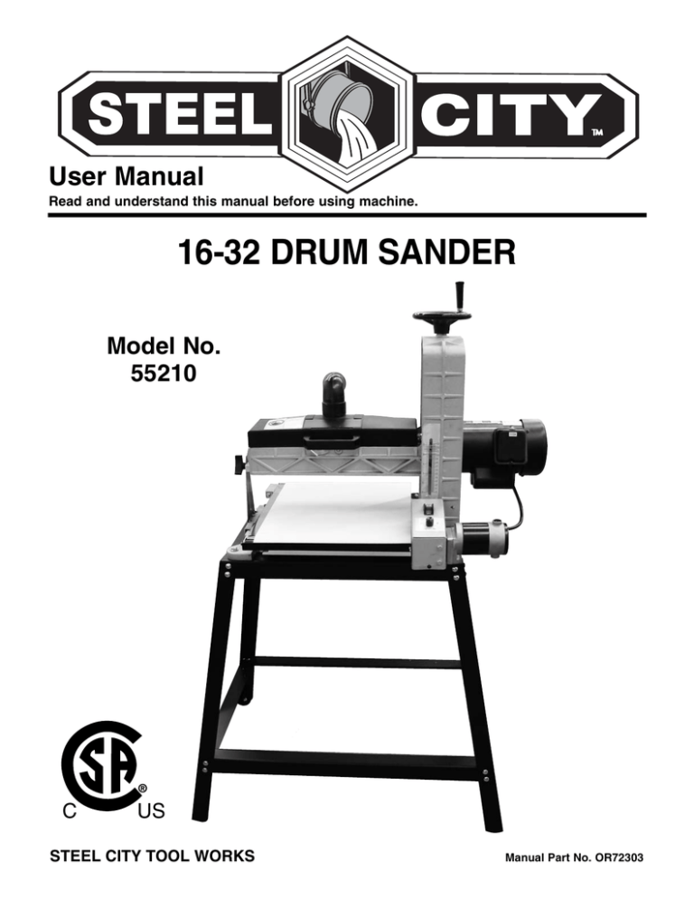 55210 1632 Drum Sander w/ Parts Breakdown Manualzz