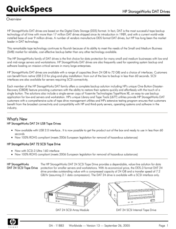 Hewlett Packard Enterprise StorageWorks DW026A tape drive Specification | Manualzz