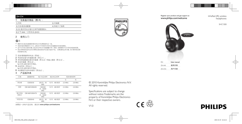 Philips SHC1300, SHC1300/30, SHC1300/79 Manuale utente | Manualzz