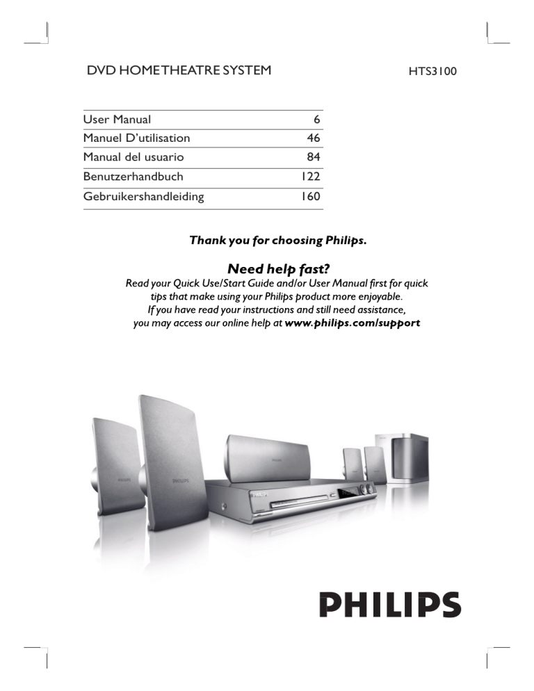 Philips Hts3100 05 Hts3100 12 Hts3100 User Manual Manualzz