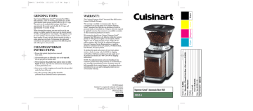 Cuisinart DBM-8 Operating instructions 