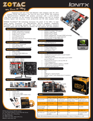 Zotac IONITX-B-E Motherboard Specification | Manualzz