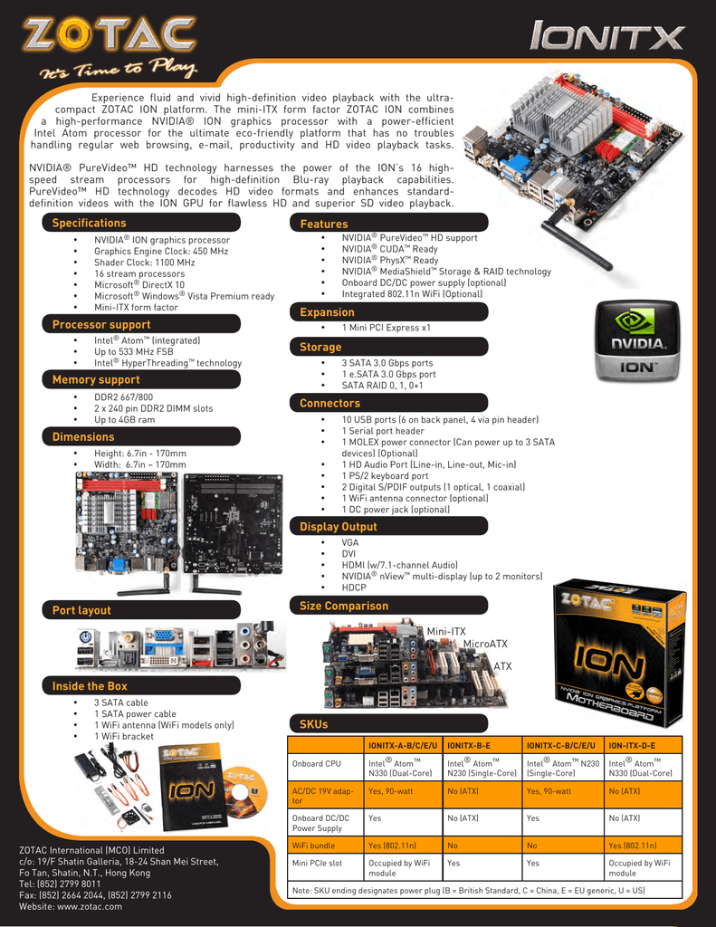 Zotac Ionitx D E Ionts Series Ionitx A B Ionitx B E Ionitx A E Datasheet Manualzz