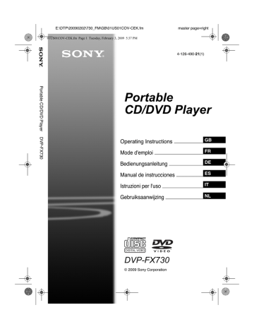 Sony DVP-FX730 Benutzerhandbuch Operating instructions | Manualzz