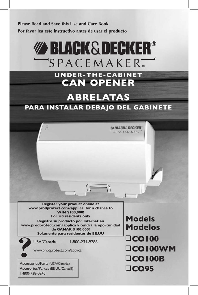 Black & Decker Spacemaker Under Cabinet Can Opener CO100WM White New  Open Box