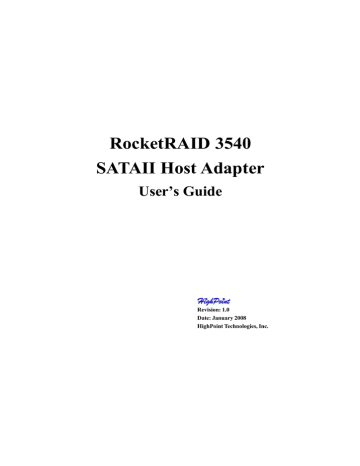 Highpoint RocketRAID 3540 User's Guide | Manualzz