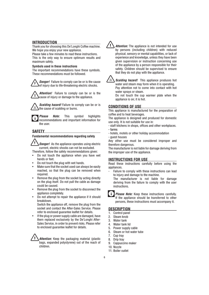 Delonghi Icona Eco310 Eco310r Ecov 310 Gr Eco310w Eco310 Bk Ecov 310 Bg Operating Instructions Manualzz