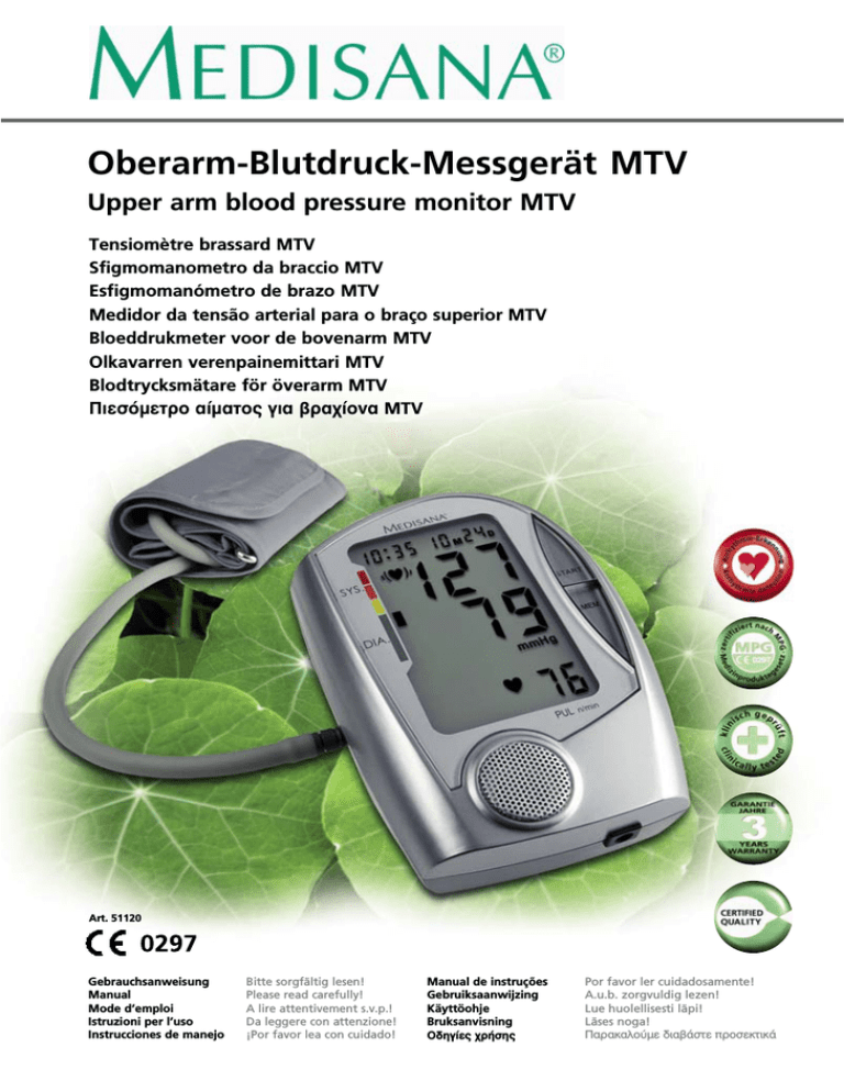 Medisana Bloodpressure Monitor Mtv Owner S Manual Manualzz