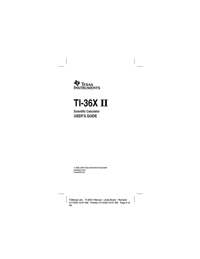 Texas Instruments Ti 36x Ii User Guide Manualzz