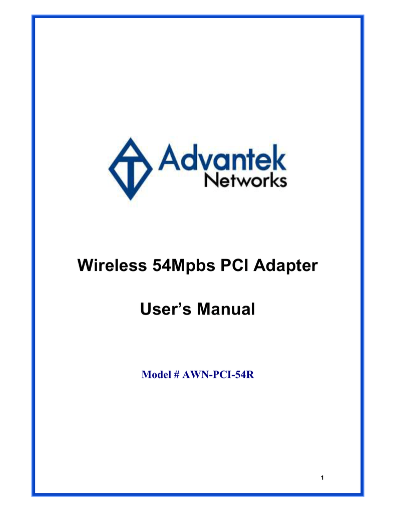 advantek networks wlan usb 2.0 54mbps adapter driver
