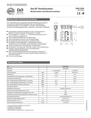Kathrein VWS 2500 Datasheet | Manualzz