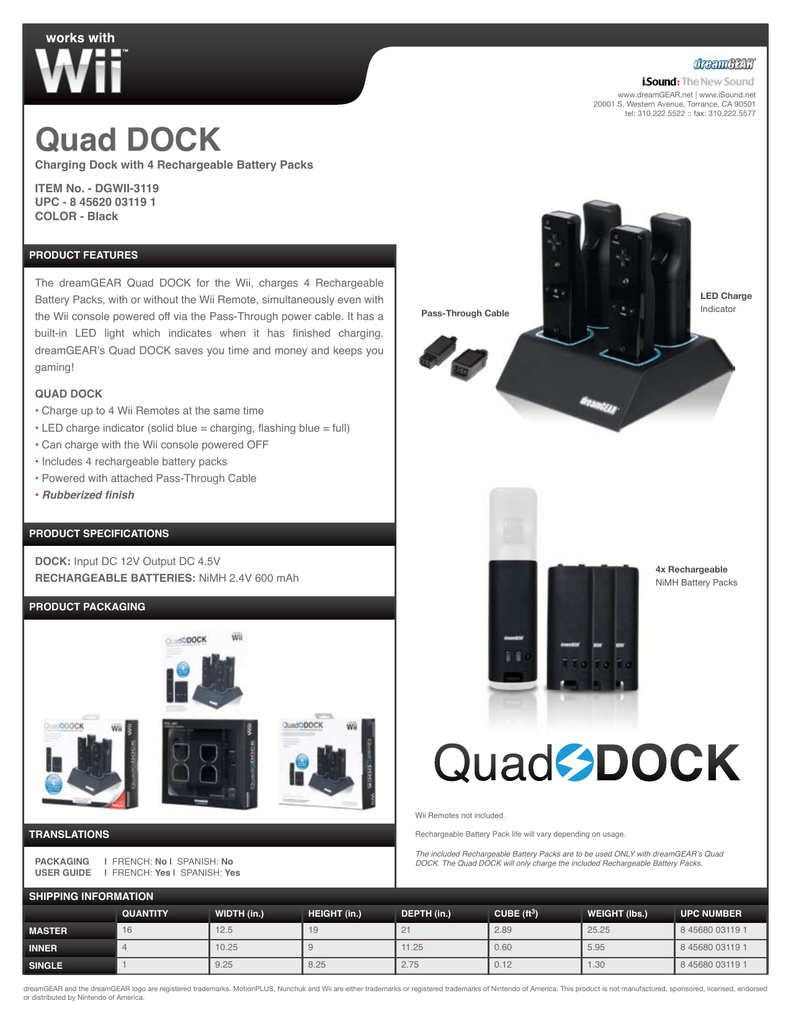 dreamGEAR Quad Dock for Wii Product information | Manualzz