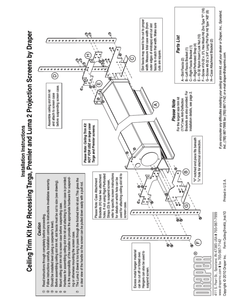 Draper Ceiling Trim Kit Installation Guide Manualzz