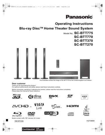 Panasonic SCBTT270GN User manual Operating instructions | Manualzz