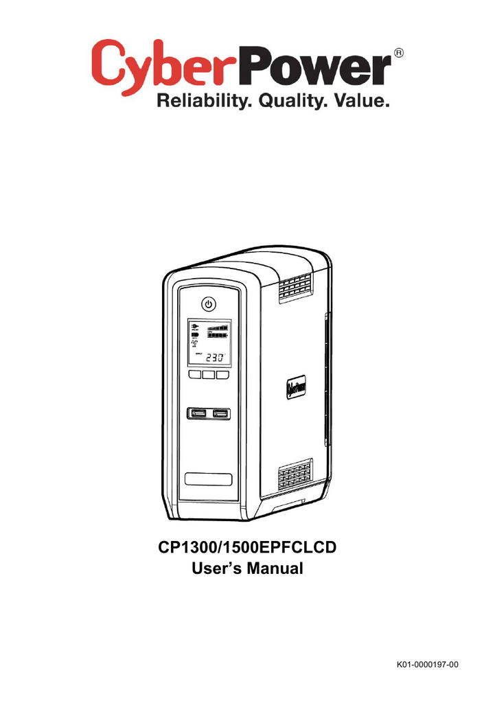 CyberPower CP1300EPFCLCD uninterruptible power supply (UPS) | Manualzz