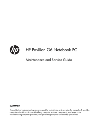 HP Pavilion g6-1215st User Maintenance and Service Guide | Manualzz