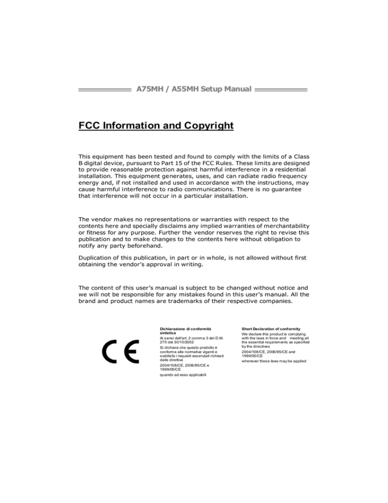 Biostar A55MH User manual | Manualzz