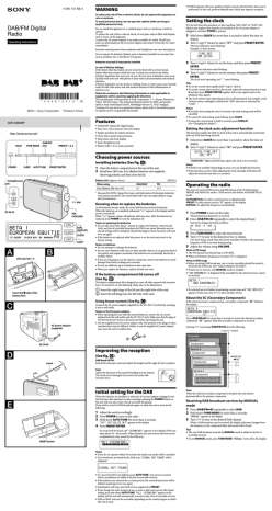 Sony XDR-S56DBP User manual Operating instructions | Manualzz