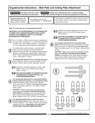 Peerless ACC200 mounting kit Manual | Manualzz