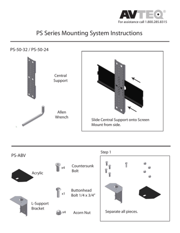 Avteq PS-100L-ABV flat panel wall mount Manual | Manualzz