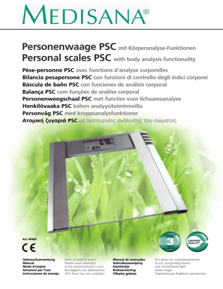 Medisana Personal Scales Psc Psc Owner S Manual Manualzz