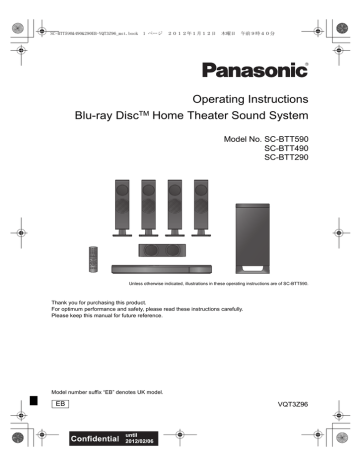Panasonic SCBTT290EB User manual Operating instructions | Manualzz