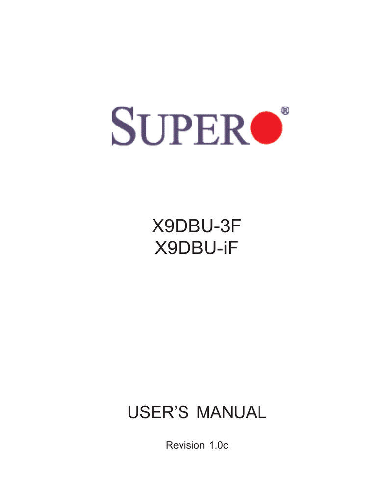 Supermicro X9DBU-IF User's manual | Manualzz