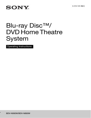 Sony BDV-N990W Home Cinema System Operating instructions | Manualzz