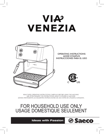 Saeco RI9367/47, RI9366/47, V'spresso, Via Venezia RI9366/00, Via Venezia  RI9366/47, Via