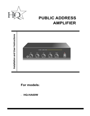 HQ HA60W Specification | Manualzz
