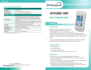 DT Research DT418SC-MD 4GB White Specification | Manualzz