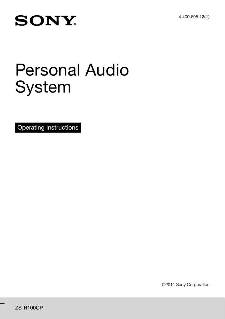 Sony Zs R100cp Operating Instructions Manualzz